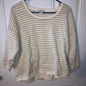 Liz Claiborne Women's white and gold Striped Sweater size L